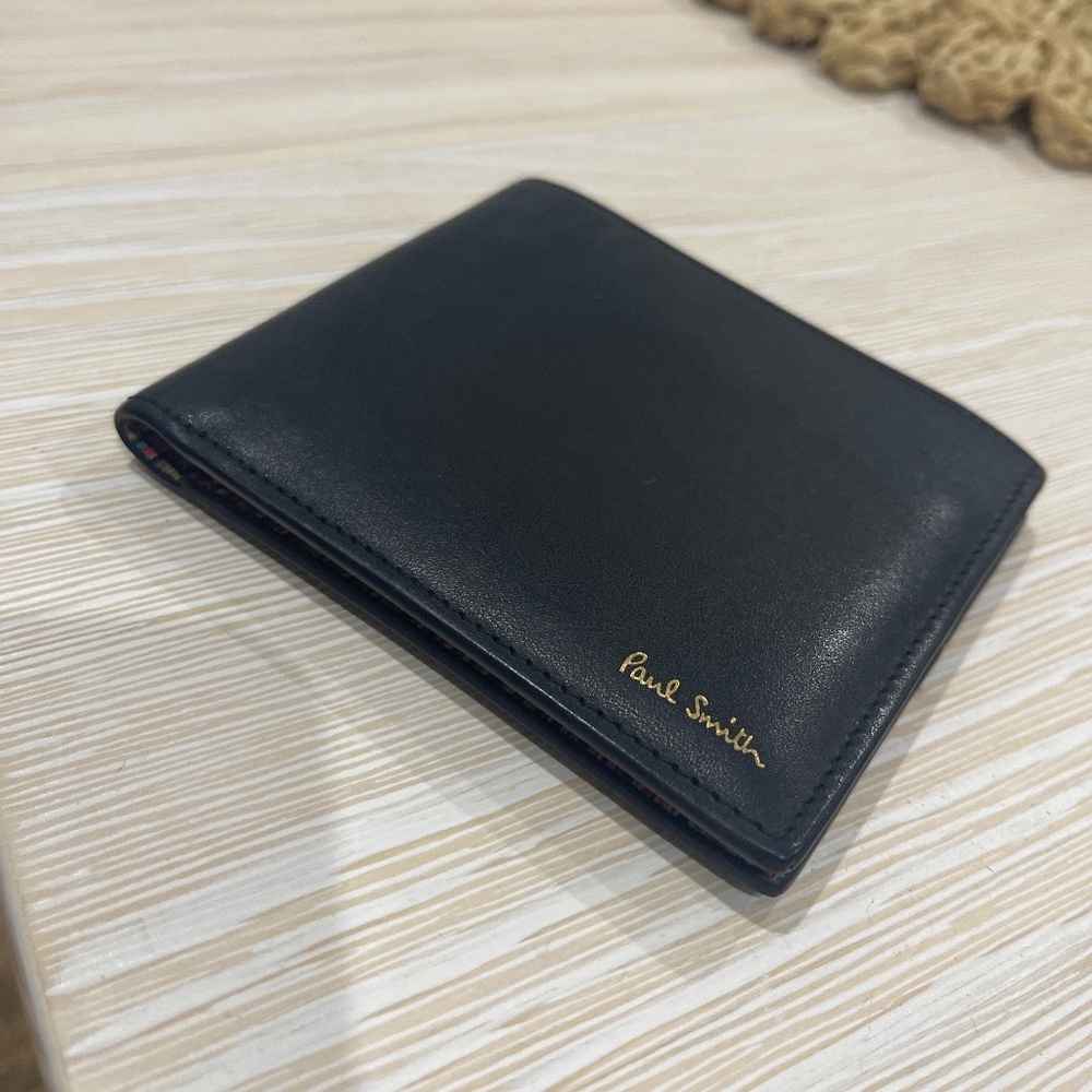 Black Leather 'Signature Stripe' Interior Billfold Wallet